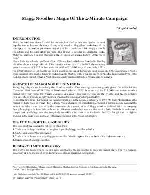 IJM-April12-Article8-Maggi Noodles: Magic of The 2-Minute Campaign