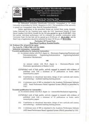 BAMU Recruitment 2016 for 04 Faculty Posts 