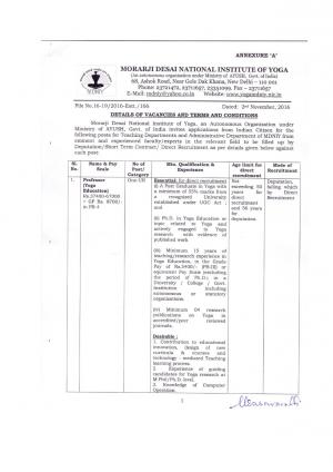 MDNIY Recruitment 2016 for 20 Professor and Other Posts