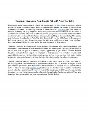   Transform Your Home from Drab to Fab with Travertine Tiles