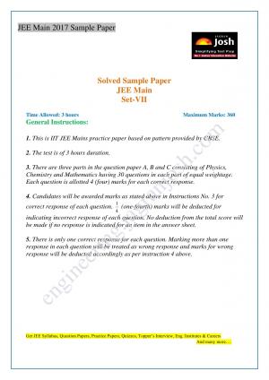 JEE Main Solved Sample Paper Set-VII