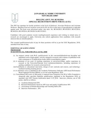 JNU Recruitment 2016, Apply for Faculty Posts before 12 December  