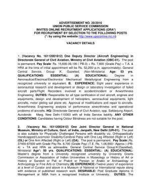 UPSC Recruitment 2016 for 36 Posts, Apply at upsc.gov.in