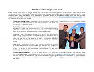 Best Oculoplastic Surgeons in India