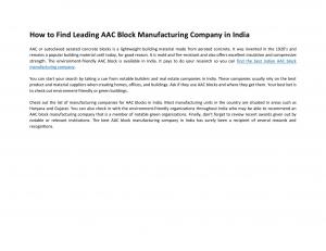 How to Find Leading AAC Block Manufacturing Company in India