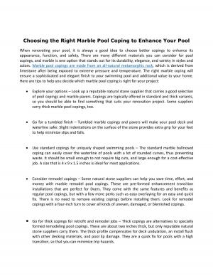 Choosing the Right Marble Pool Coping to Enhance Your Pool