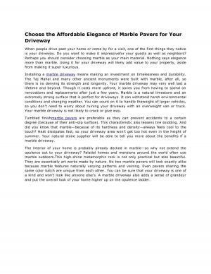 Choose the Affordable Elegance of Marble Pavers for Your       Driveway