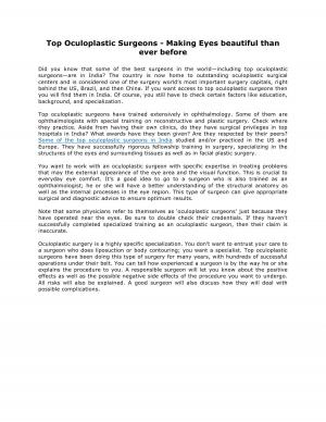 Top Oculoplastic Surgeons - Making Eyes beautiful than ever before