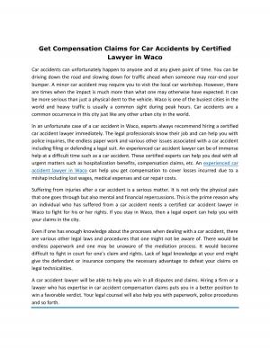 Get Compensation Claims for Car Accidents by Certified Lawyer in Waco