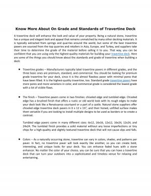  Know More About On Grade and Standards of Travertine Deck