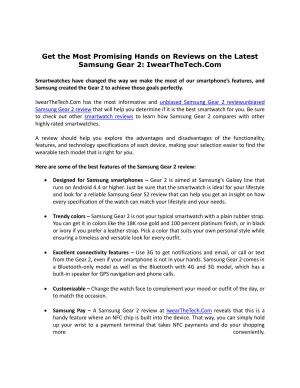 Get the Most Promising Hands on Reviews on the Latest Samsung Gear 2: IwearTheTech.Com