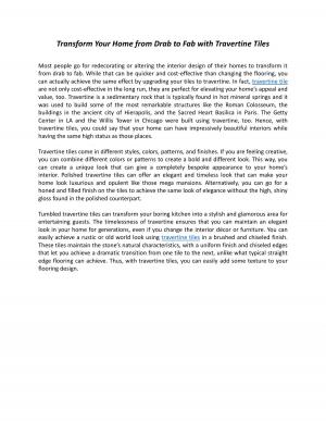 Transform Your Home from Drab to Fab with Travertine Tiles