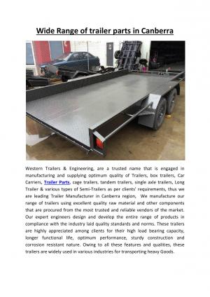 Wide Range of trailer parts in Canberra