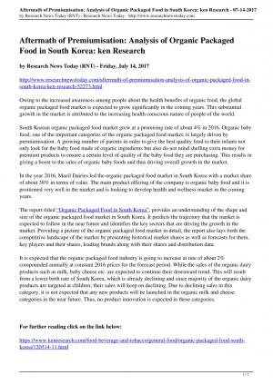 Aftermath of Premiumisation: Analysis of Organic Packaged Food in South Korea