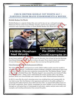 Hrithik Roshan Net Worth