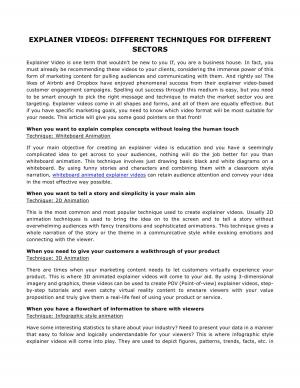 EXPLAINER VIDEOS: DIFFERENT TECHNIQUES FOR DIFFERENT SECTORS