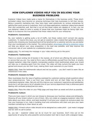HOW EXPLAINER VIDEOS HELP YOU IN SOLVING YOUR BUSINESS PROBLEMS
