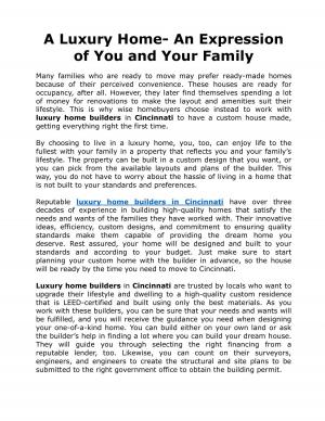 A Luxury Home- An Expression of You and Your Family