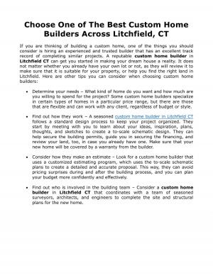 Choose One of The Best Custom Home Builders Across Litchfield, CT