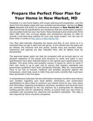 Prepare the Perfect Floor Plan for Your Home in New Market, MD