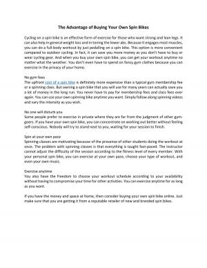 The Advantage of Buying Your Own Spin Bikes