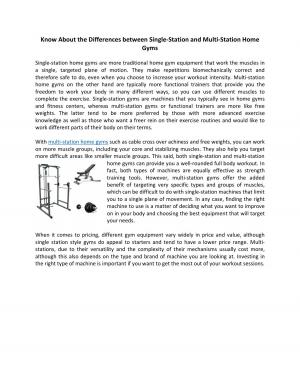 Know About the Differences between Single-Station and Multi-Station Home Gyms