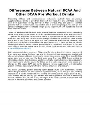 Differences Between Natural BCAA And Other BCAA Pre Workout Drinks
