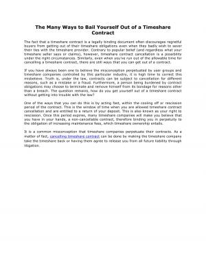 The Many Ways to Bail Yourself Out of a Timeshare Contract