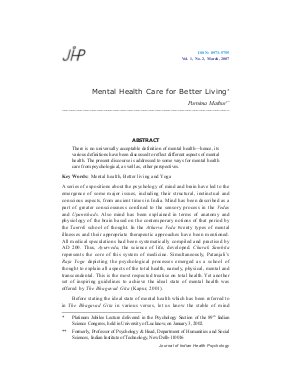 Mental Health Care for Better Living by Purnima Mathur