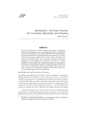 Spirituality: The New Frontier for Counselor Education and Training by Akbar Husain