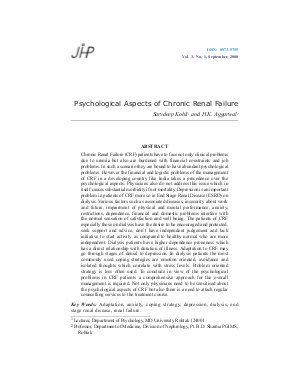 Psychological Aspects of Chronic Renal Failure by Sarvdeep Kohli and H.K. Aggarwal