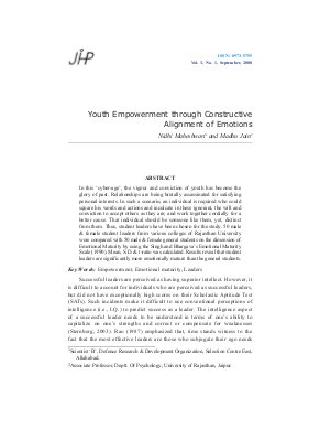 Youth Empowerment through Constructive Alignment of Emotions by Nidhi Maheshwari and Madhu Jain
