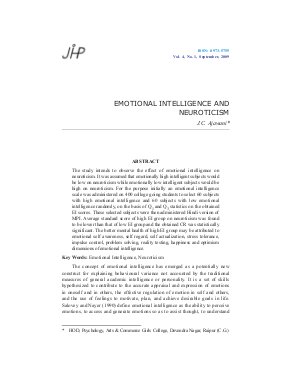 EMOTIONAL INTELLIGENCE AND NEUROTICISM by J.C. Ajawani