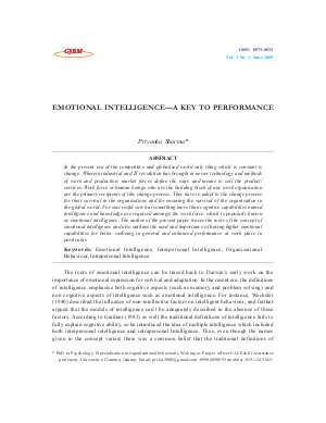 EMOTIONAL INTELLIGENCE—A KEY TO PERFORMANCE by Priyanka Sharma