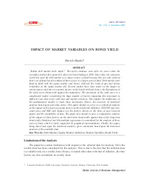 IMPACT OF MARKET VARIABLES ON BOND YIELD by Harish Handa