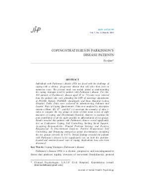 COPING STRATEGIES IN PARKINSON’S DISEASE PATIENTS by Neelam
