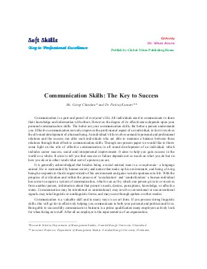 Communication Skills: The Key to Success by Ms. Gargi Chauhan and Dr. Patiraj Kumari