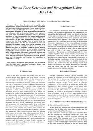 Human Face Detection and Recognition Using MATLAB
